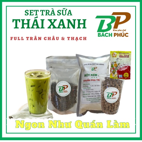 SET TRÀ SỮA THÁI XANH 3,5L ( TRÀ THÁI XANH 50G + BỘT SỮA 500G + TRÂN CHÂU 200G + 1 GÓI THẠCH RAU CÂU CON CÁ DẺO) | BigBuy360 - bigbuy360.vn