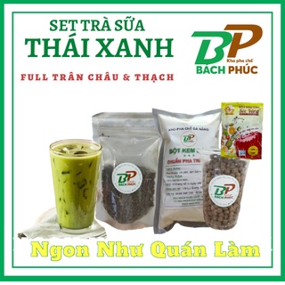 SET NGUYÊN LIỆU TRÀ SỮA THÁI XANH - NGUYÊN LIỆU TRÀ SỮA NHÀ LÀM BÁCH PHÚC