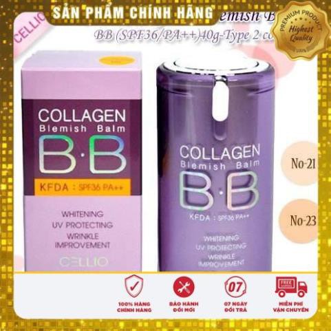 Kem nền BB Cellio Collagen Blemish Balm SPF 40 PA+++ #21 Mỏng mịn có chống nắng dưỡng da ngay cả khi trang điểm.