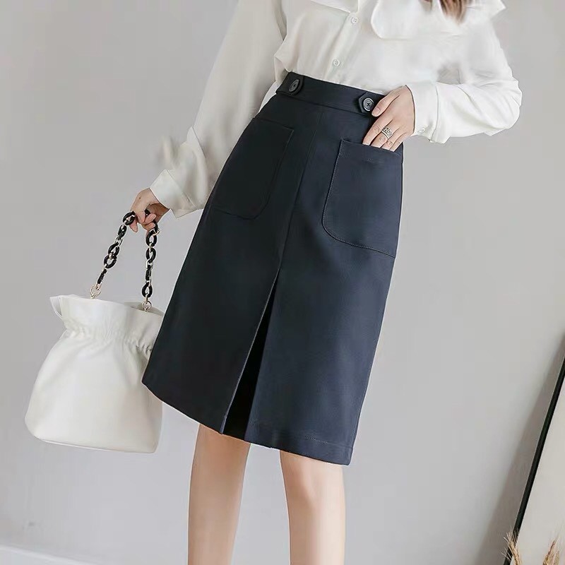 Chân Váy Công Sở Dáng Chữ A Có Túi Trước Xếp 1 Li 2 túi 2 cúc d58cm susuclothing