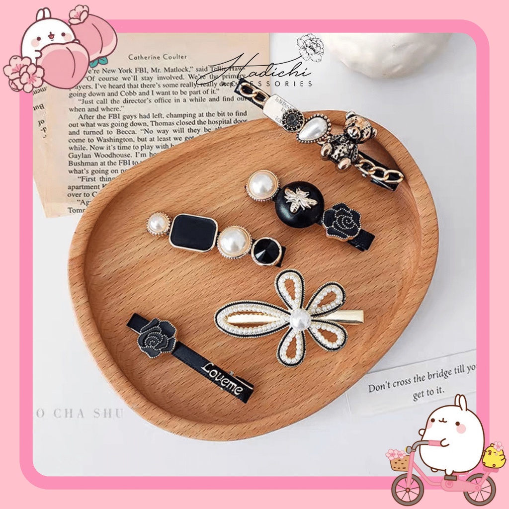 Set 5 Kẹp Tóc Màu Đen Sang Chảnh Phong Cách Retro Hàn Quốc - Hadichi