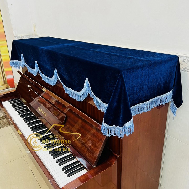 Khăn phủ đàn Piano cơ nhung xanh cao cấp