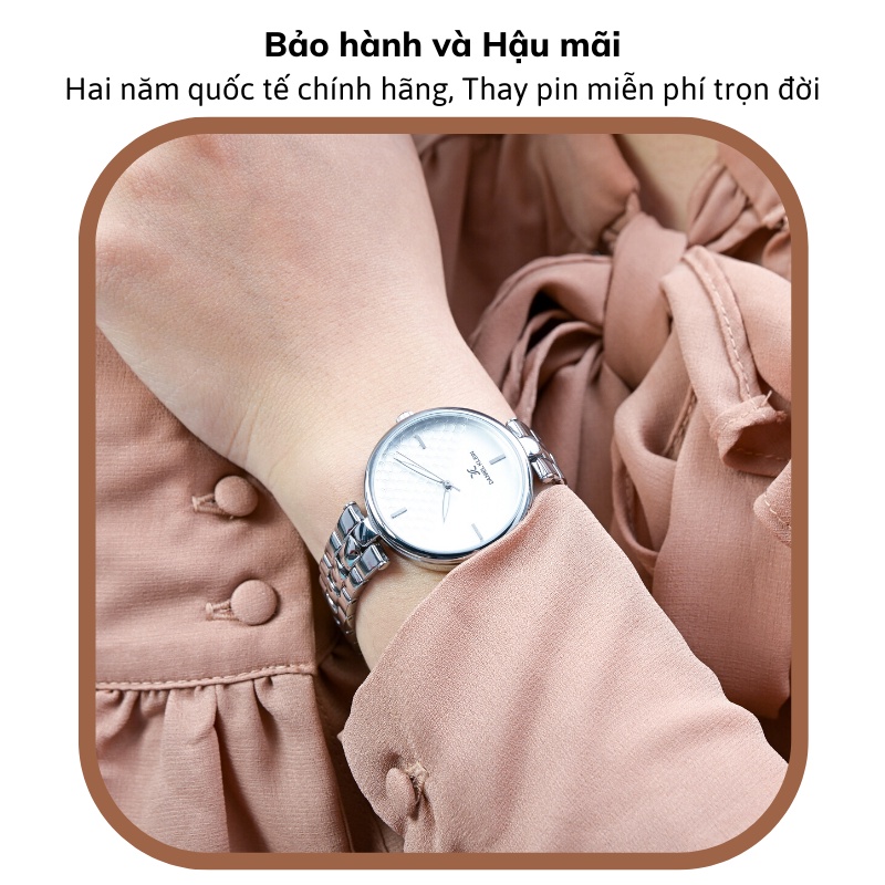 Đồng hồ nữ Daniel Klein Watch DK.1.12556 mặt nhỏ kính cứng chống xước, chống nước, dây thép đeo tay cao cấp chính hãng