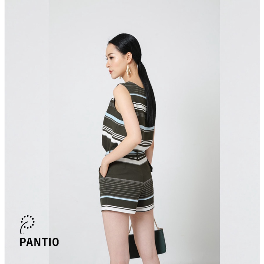 Quần short chất liệu thô đũi dáng suông họa tiết sọc ngang  BQN3178 - PANTIO
