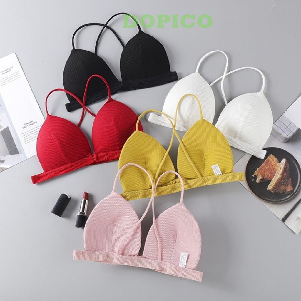 Áo bra nữ 2 dây cài trước, áo lót không gọng mút mỏng dây chéo gợi cảm DOPICO B715
