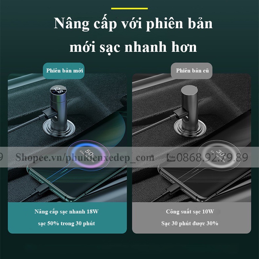 Tẩu sạc ô tô ⚡FREESHIP⚡ Baseus phát nhạc MP3 Bluetooth tích hợp 2 cổng sạc nhanh công suất 18W bảo hành 12 tháng