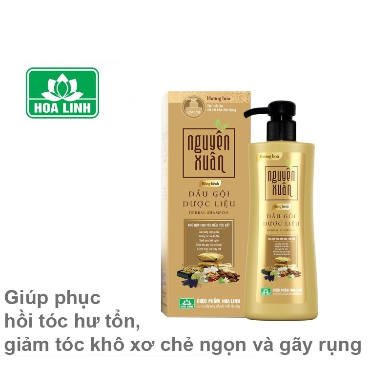 ✔️️️ Dầu gội dược liệu Nguyên Xuân Bồng Bềnh - Giúp phục hồi tóc hư tổn, giảm tóc khô xơ chẻ ngọn và gãy rụng (Chai 250m