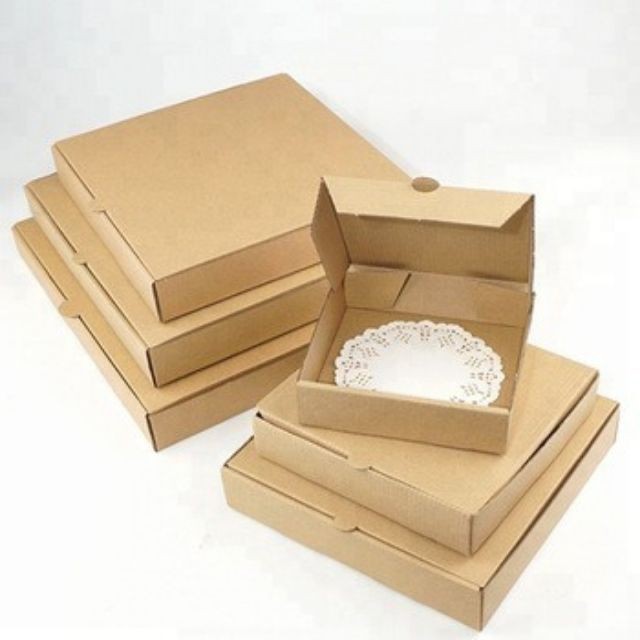 Hộp Pizza Trơn 2 Mặt Nâu Đầy Đủ Size, Giá Tận Xưởng, Nhận In Theo Yêu Cầu.