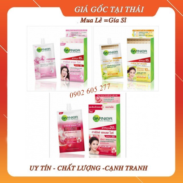 [hàng chính hãng] Hộp 6 Gói Kem Garnier dưỡng da Thái Lan (đỏ,vàng,hồng)