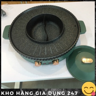 BẾP LẨU NƯỚNG KẾT HỢP 2 TRONG 1, VỪA LẨU VỪA NƯỚNG KHÔNG KHÓI, SIÊU TIỆN LỢI, Tròn