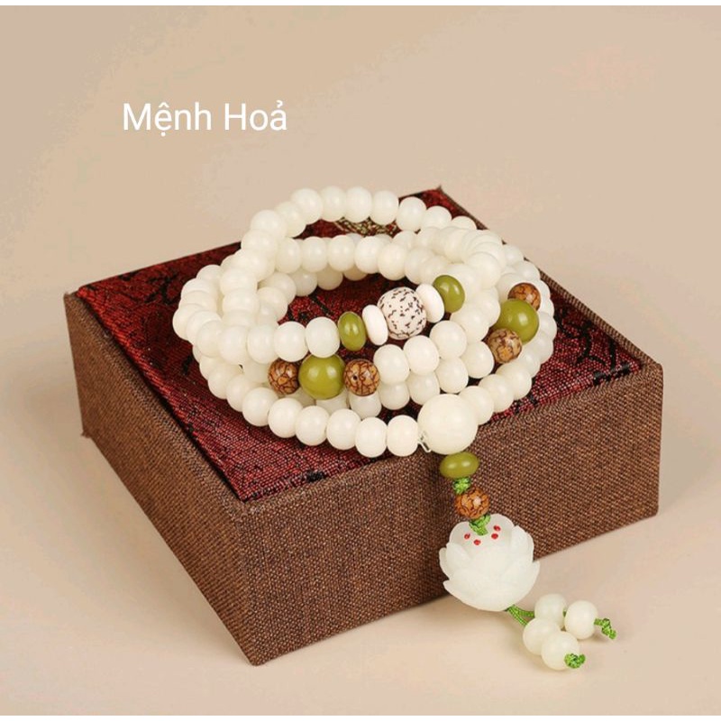 Vòng 108 hạt phong thủy, Chuỗi 108 hạt đeo tay niệm phật , Trang sức mật tông - Bạch Ngọc Bồ Đề