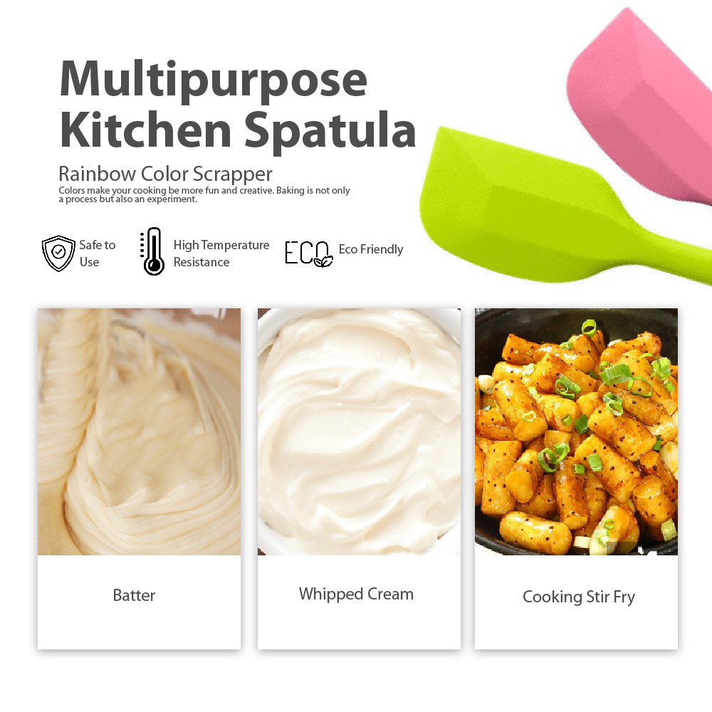 Dụng cụ làm bánh: Spatula phới trộn bột, phới dẹt silicon , muôi lật thức ăn