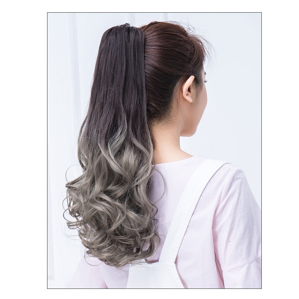 Tóc giả ngoạm ombre 55cm FREESHIP Ngoạm tóc giả omber phối màu
