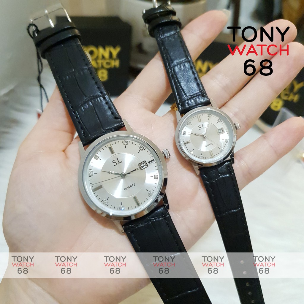 Đồng hồ đôi nam nữ SL dây da có lịch chống nước Tony Watch 68 | BigBuy360 - bigbuy360.vn
