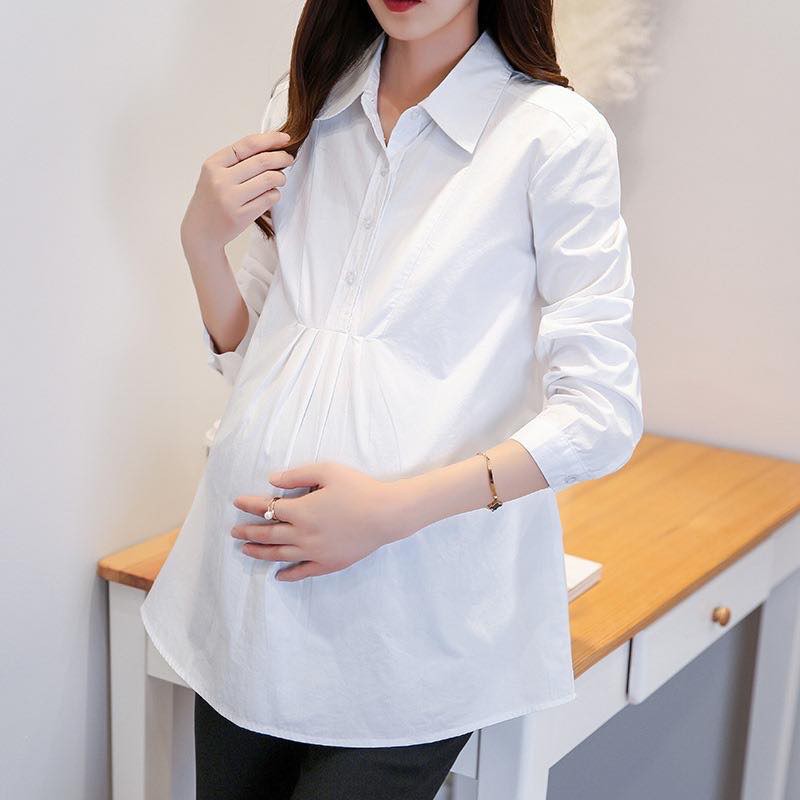 Áo sơ mi Bầu công sở thời trang thu đông dài tay A14