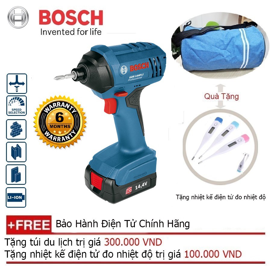 Máy Khoan Pin Vặn Vít Bosch GDR 1440-LI + Quà tặng áo mưa