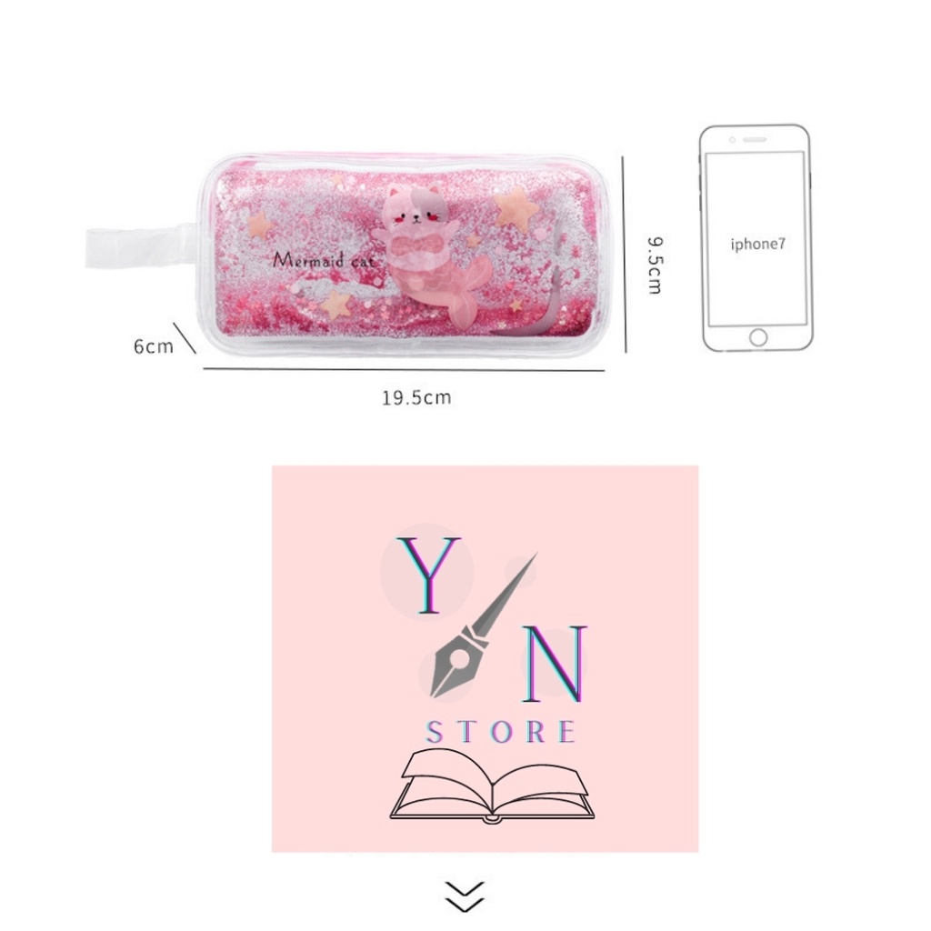 Hộp Bút Trong Suốt Nhựa PVC Chống Nước Cát Nhũ Siêu Xinh