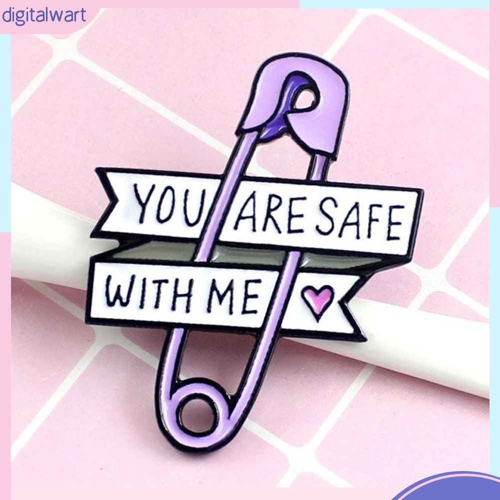 Ghim cài áo bằng chất liệu hợp kim tráng men họa tiết chữ YOU ARE SAFE WITH ME