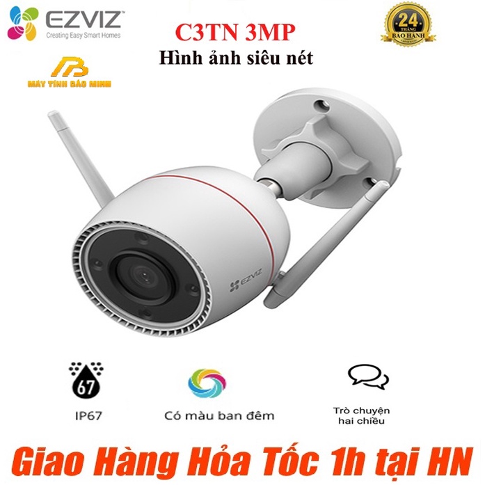 Camera Ngoài Trời 3MP EZVIZ C3TN OutPro 2K Có mầu ban đêm - Đàm thoại 2 chiều - AI Thông minh - Hàng CHính Hãng BH 2 Năm