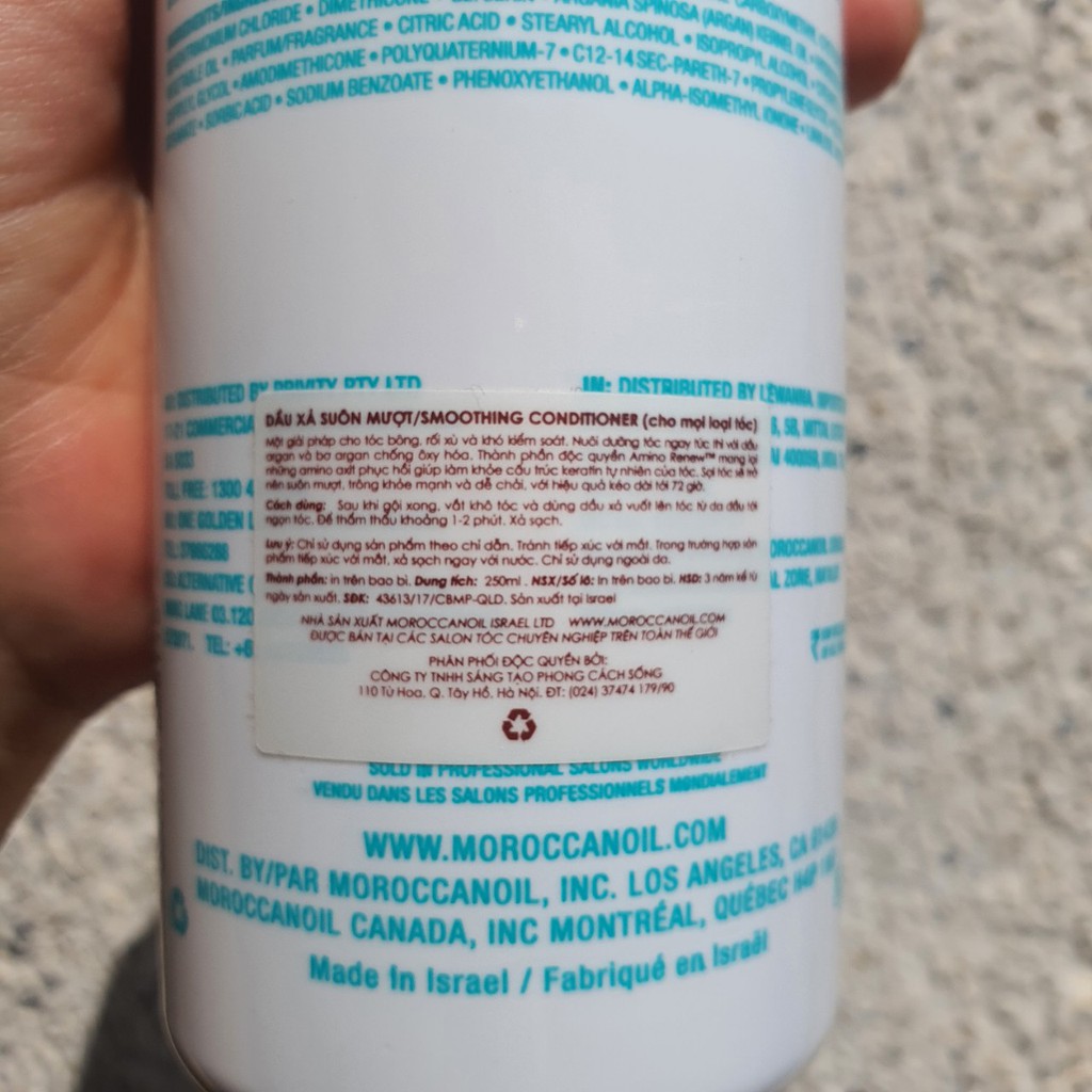 LẺ DẦU GỘI HOẶC DẦU XẢ SUÔN MƯỢT MOROCCANOIL SMOOTH 500ML