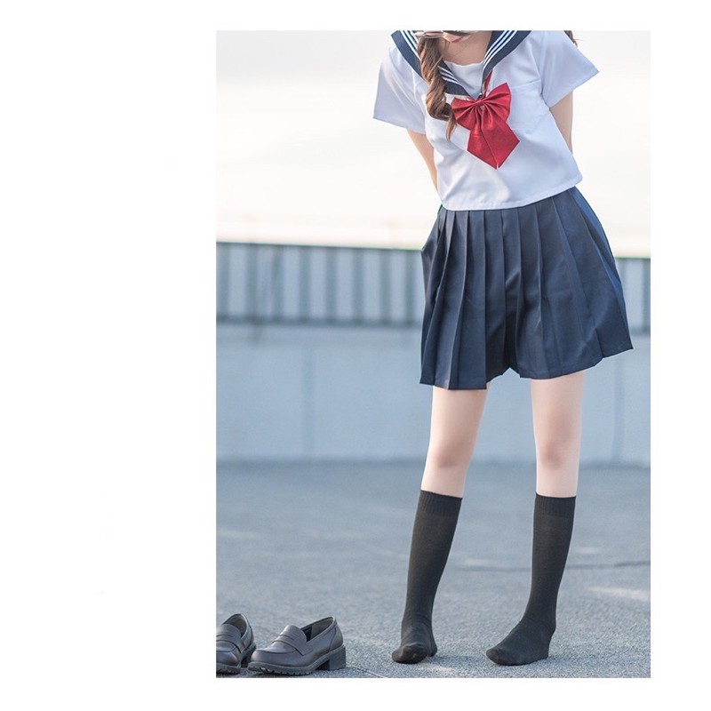 [Có sẵn] Đồng Phục Học Sinh Nhật Bản Áo Thuỷ Thủ Và Chân Váy Màu Đen | BigBuy360 - bigbuy360.vn