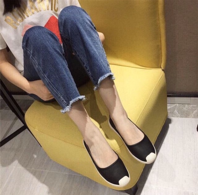 GL7_Giày lười slip on nữ mũi sóng da mềm siêu bền êm chân | BigBuy360 - bigbuy360.vn