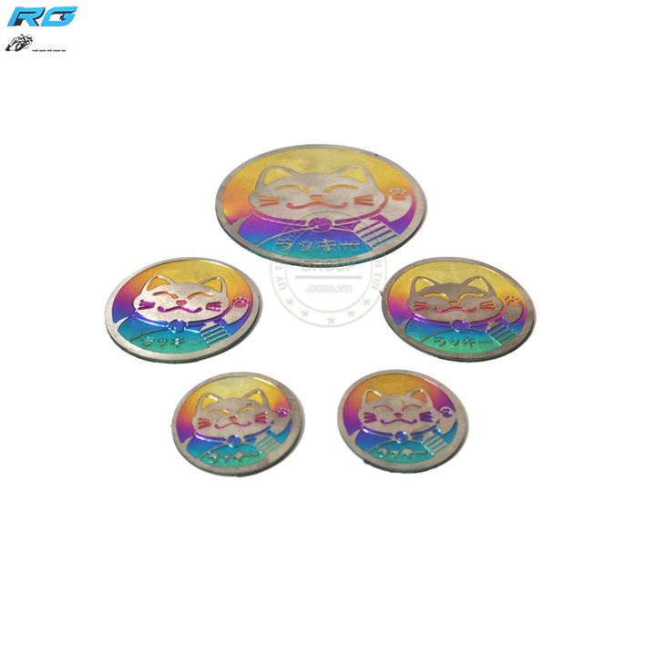 Tem Titan Logo Mèo Thần Tài Đường Kính 3cm, 4cm, 6cm Hình Tròn Có Sẵn Keo Dán