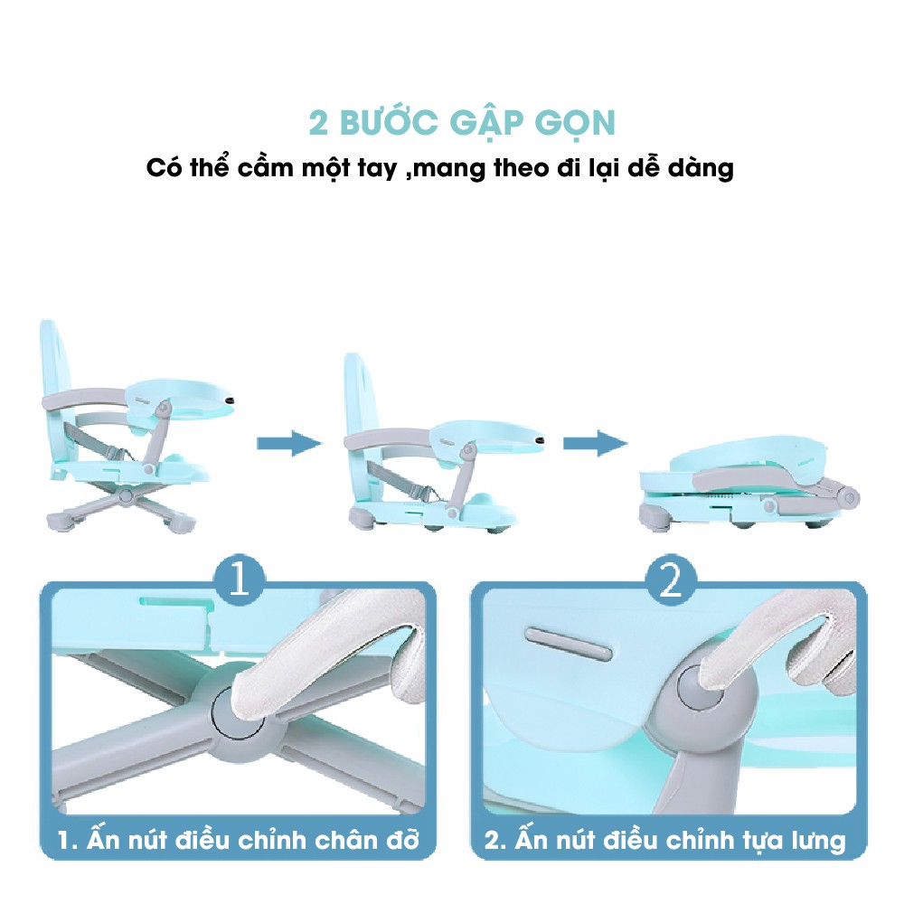 Ghế ăn dặm có nệm, điều chỉnh độ cao có thể gập gọn cho bé đi du lịch Mastela 1013 hàng chính hãng BPA Free MSTL-1013-A