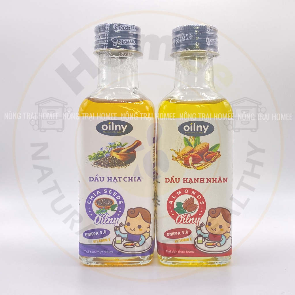 Dầu Mè đen/Óc chó/Sachi/Macca/Hạnh nhân/Hạt chia/Olive cho bé 100ml OILNY 9-NGHĨA | Gia vị ăn dặm dành cho bé từ 6 tháng