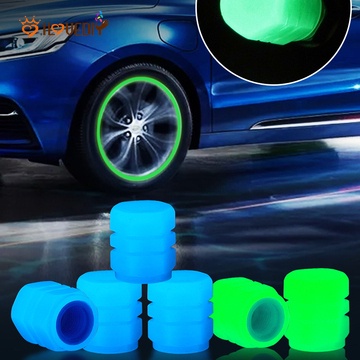 Set 4 Nắp Van Lốp Xe Hơi Dạ Quang Màu Xanh Lá/Vàng/Xanh Dương/Đỏ Chống Bụi Bẩn