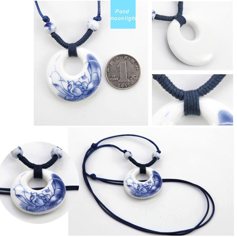 Vòng cổ handmade với mặt dây chuyền gốm sứ phong cách cổ điển