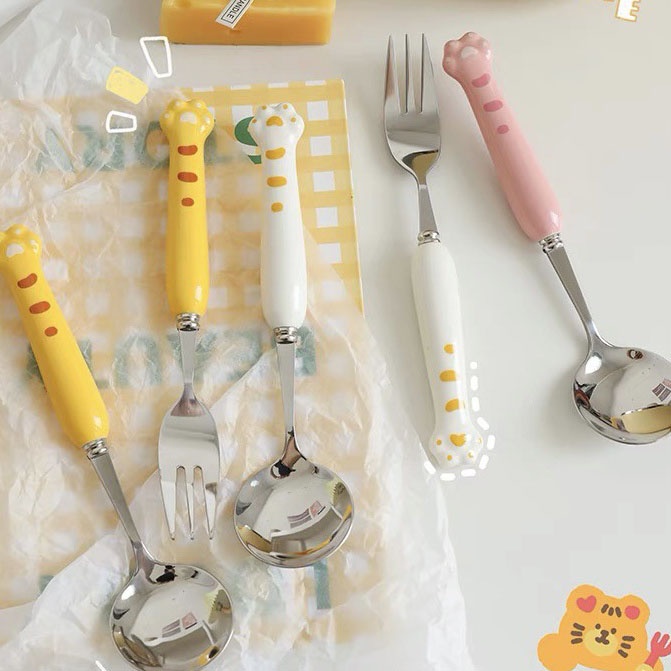 Muỗng, Nia Inox Cán Nhựa Hình Chân Hổ Tiger Spoon