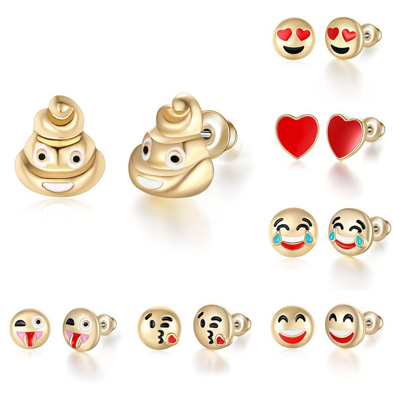 Bông tai mạ vàng hình emoji sáng tạo vui nhộn