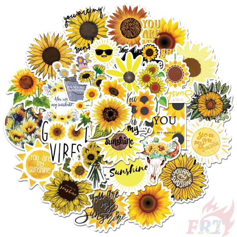 Bộ 50 miếng hình dán dán họa tiết hoa hướng dương You are my sunshine