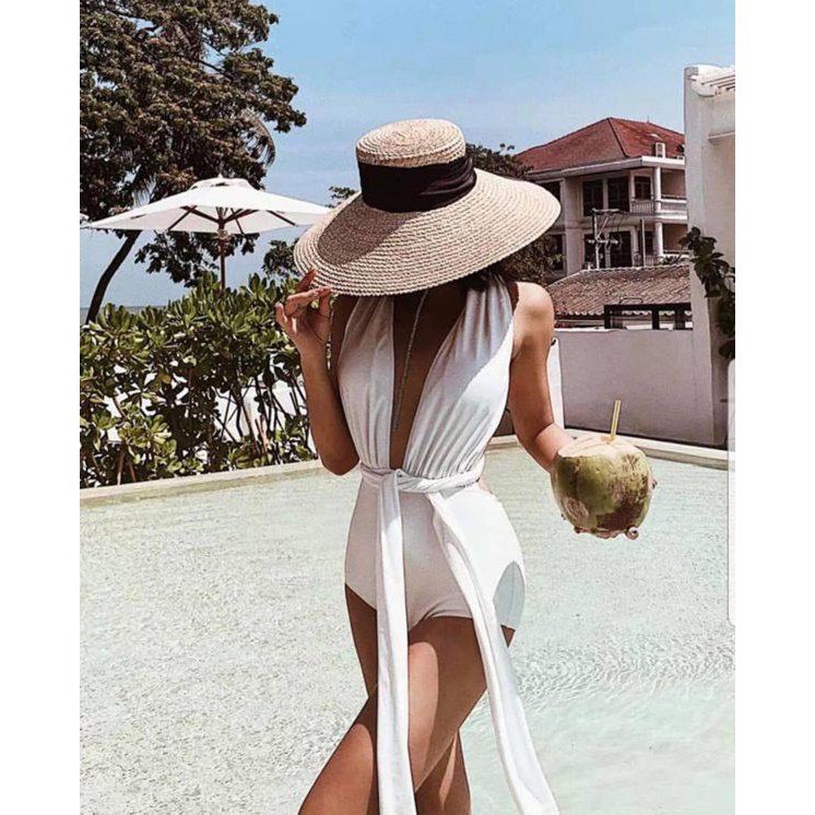 Bikini 1 Mảnh Xẻ Ngực Cột Dây Chéo Lưng, Bodysuit Đi Biển Hở Lưng Đủ Màu [Ảnh Chup Thật] - OS081