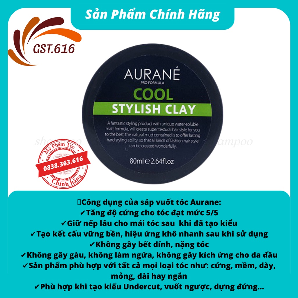 Sáp vuốt tóc AURANE cool stylish clay 80g tạo kiểu tóc hàng nhập