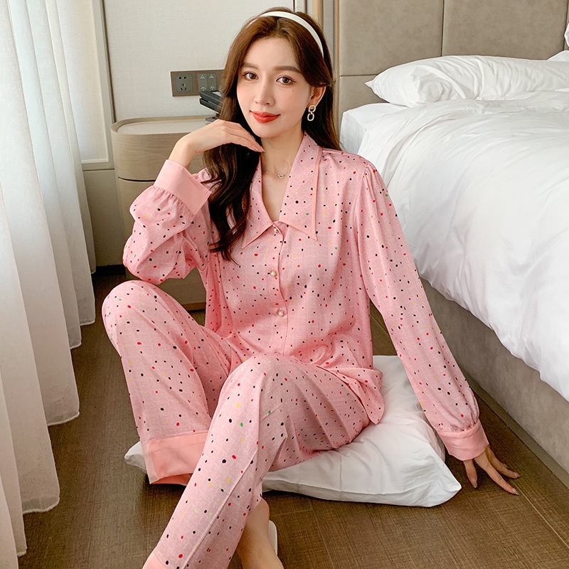 Bộ Đồ Ngủ Tay Dài Bằng Lụa Mát Thời Trang Mới 2022
