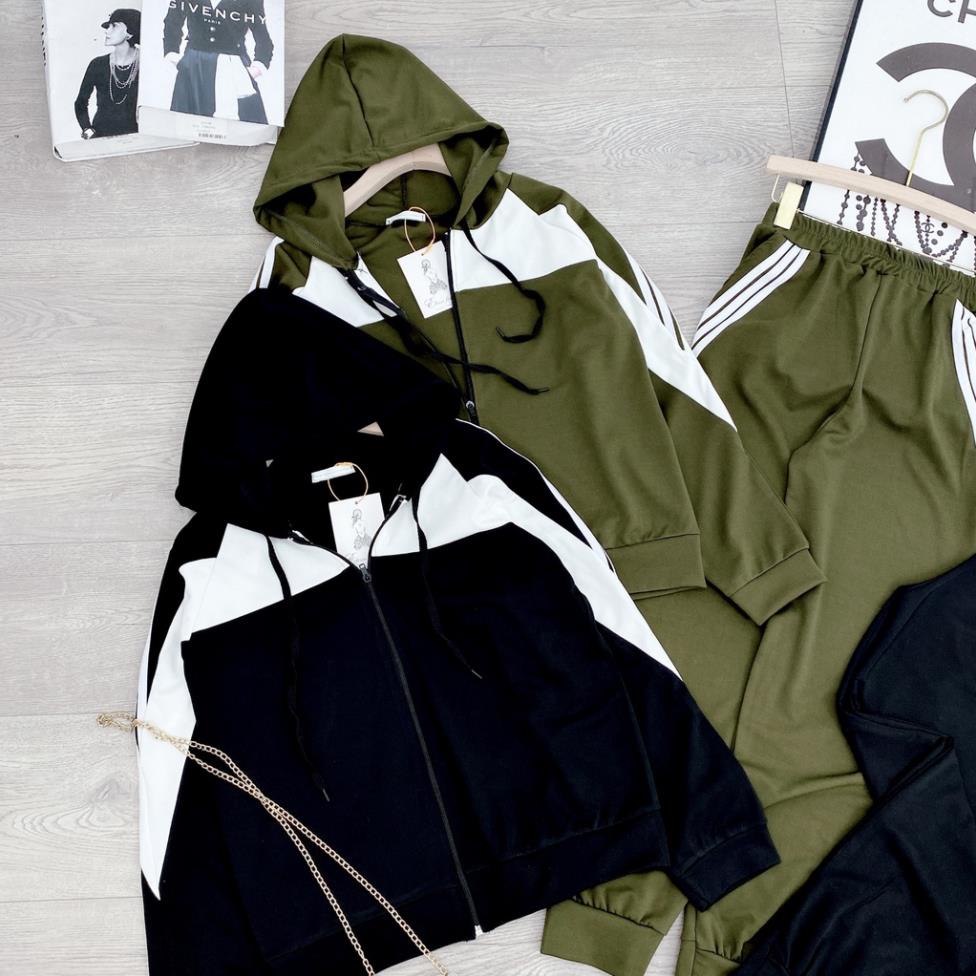 [ 𝐅𝐑𝐄𝐄 𝐒𝐇𝐈𝐏 ] SÉT BỘ THỂ THAO KHÓA MŨ PHỐI MÀU 3 SỌC XANH ĐEN