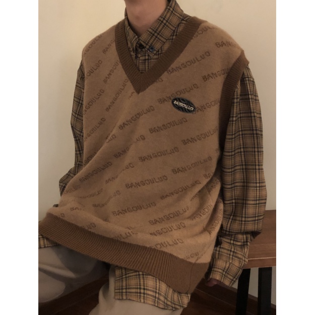 Áo Dệt Kim Sát Nách Dáng Rộng Cổ Chữ v In Chữ Thời Trang Cho Nam Và Nữ