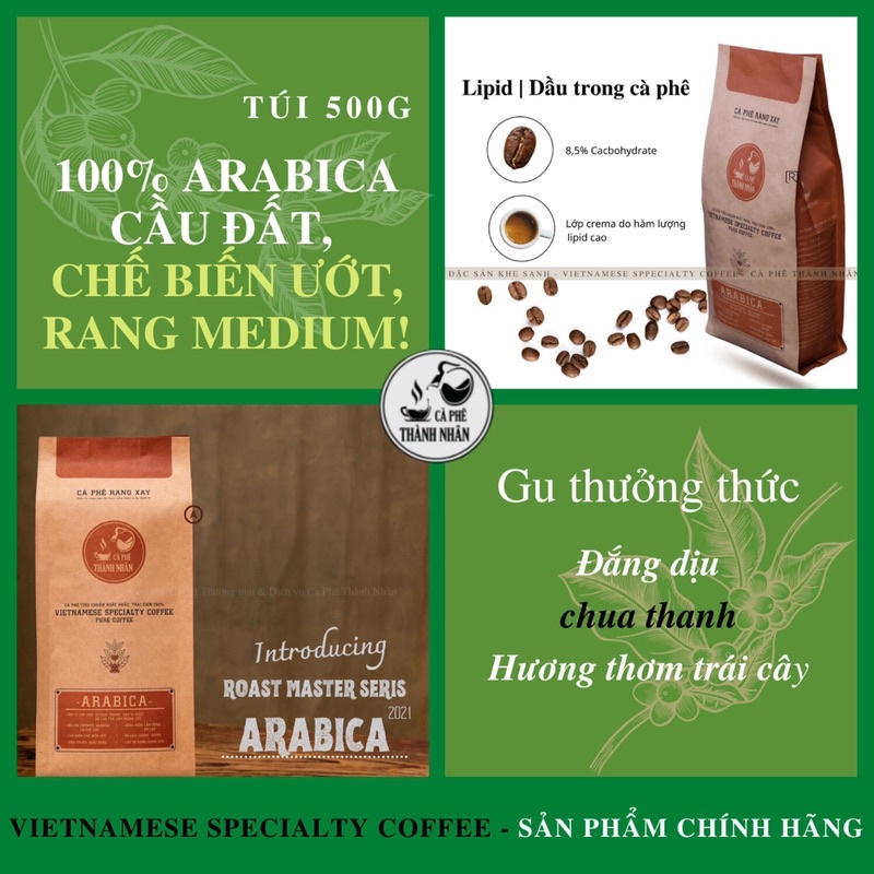 Cà Phê Arabica Rang Xay Nguyên Chất - Dạng Bột, Hạt - 100% Cà Phê Sạch Cao Cấp