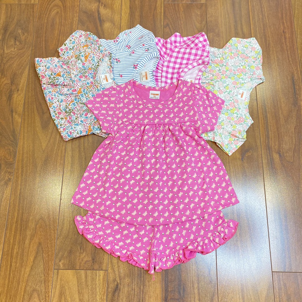 7-18kg Bộ cotton xuất dáng babydoll, quần cộc cho bé gái, hàng VNXK cực xinh BẢNG MÀU 1