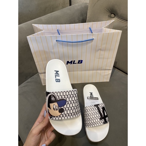 Dép MLB LA Mickey White Full size Nam Nữ Đầy Đủ Bill hộp [ Check Hàng khi nhận ]