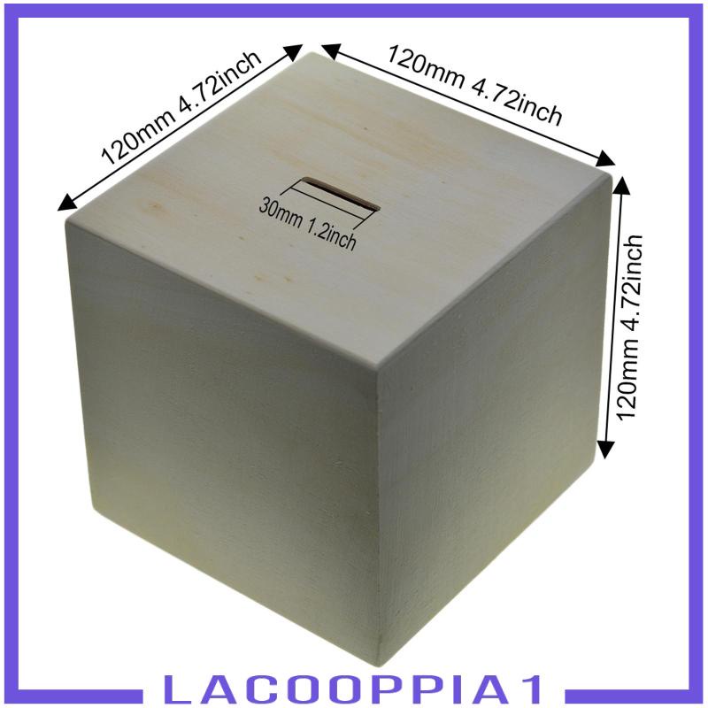 [Lacooppia1] Hộp Đựng Tiền Tiết Kiệm Hình Dạng Cuboid Bằng Gỗ DIY Cho Trẻ Em