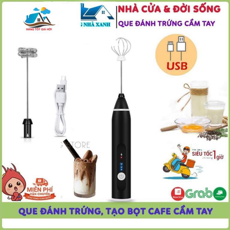 Máy Đánh Trứng, Que Tạo Bọt Cà Phê Cầm Tay Chạy Điện Sạc USB 3 Tốc Độ Siêu Tiện Lợi, Bảo Hành 6 Tháng