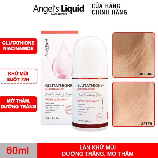 Lăn nách, Lăn Khử mùi giảm thâm dưỡng trắng da Angel's Liquid Glutathione plus Niacinamide 60ml Chính hãng