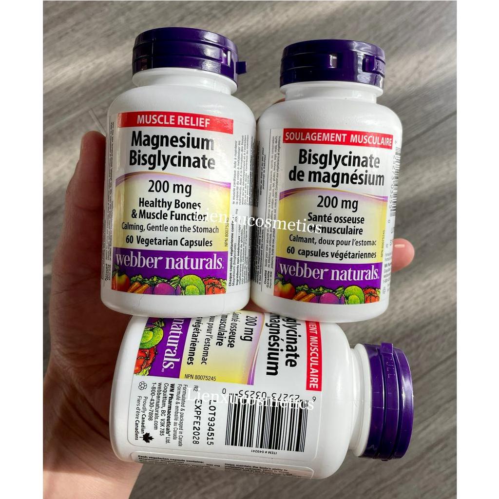 Viên uống magnesium bisglycinate của Webber Naturals 120v; Hsd 2027