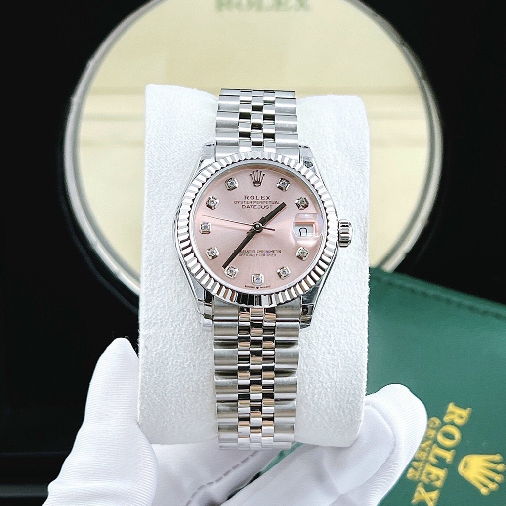 Đồng hồ nữ Rolex Date Just Silver 32mm máy ETA Calibre 3235 28800mph, khung thép oystersteel 904l