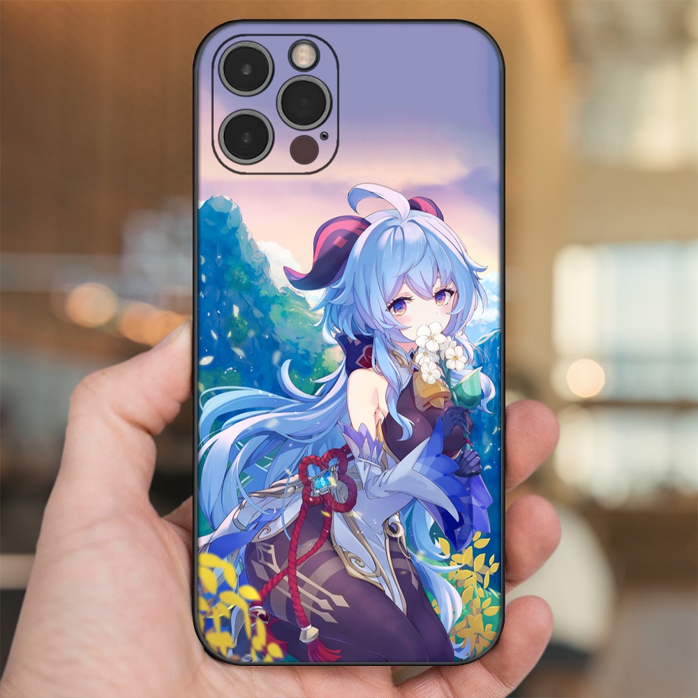 Ốp lưng iPhone 12 Pro dẻo đen cạnh vuông in hình Ganyu Genshin Impact