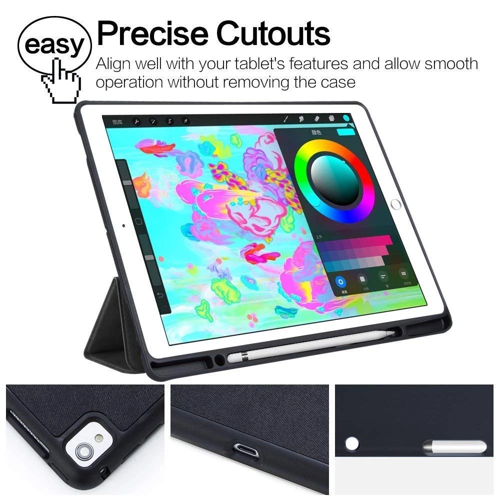 Ốp máy tính bảng silicon da gập làm ba có khe đựng bút cho iPad Pro 12.9 2017 2015 Pro 12.9 2021 M1 2020