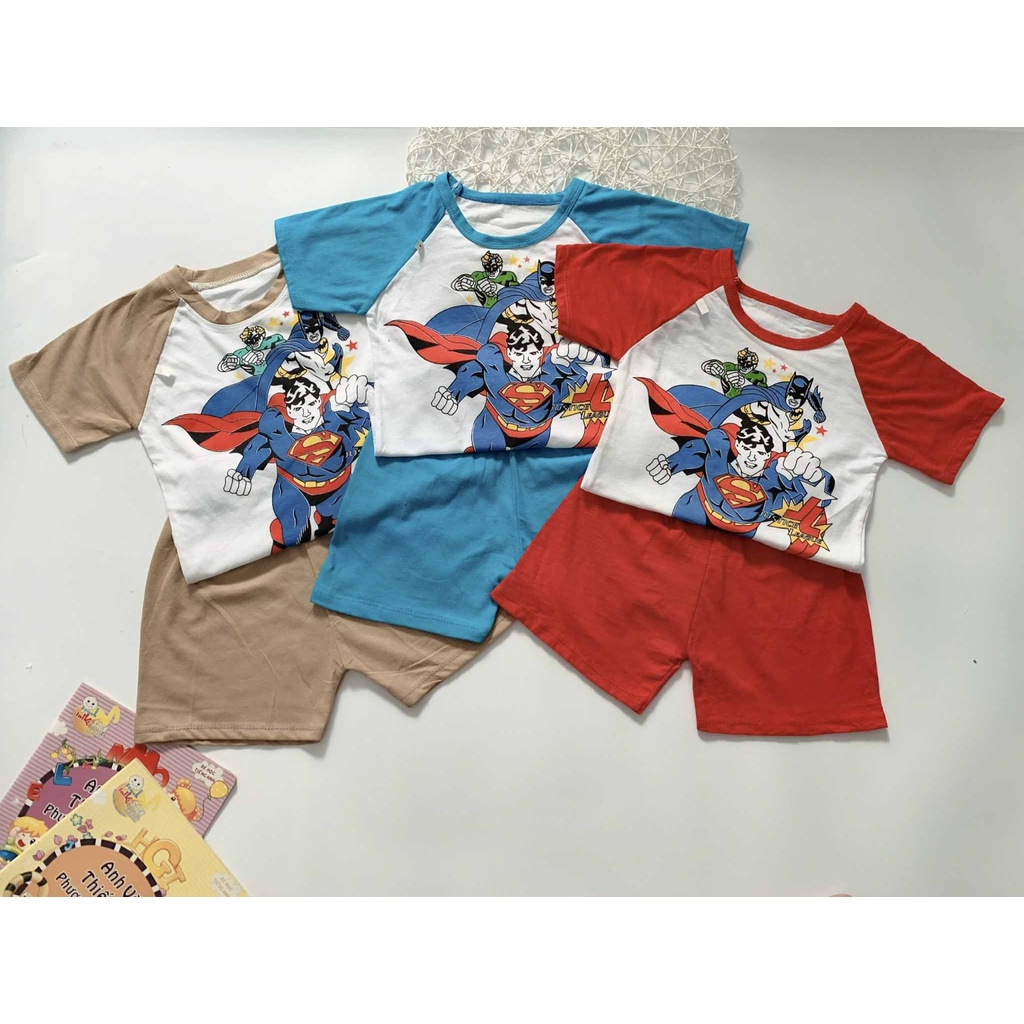 [MẪU MỚI] BỘ CỘC TAY CHẤT COTTON XUẤT XỊN IN HÌNH SIÊU NHÂN CHO BÉ TRAI 10-24KG. ẢNH CHỤP THẬT. VIDEO THẬT